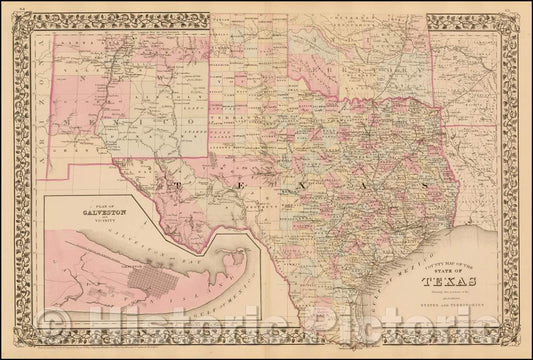 Historic Map - County Map of The State of Texas Showing also portions of the Adjoining States and Territories, 1879, Samuel Augustus Mitchell Jr. v3