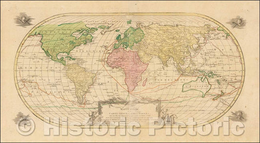 Historic Map - Mappe Monde ou Carte Generale de L' Univers Sur Une Projection Nouvelle D'Une Sphere Ovale, 1782, Johann Michael Probst v2