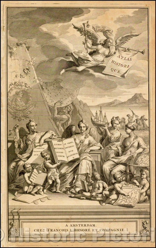 Historic Map - [Title Page] Atlas Historique/Chatelain's Atlas Historique, 7 volume work, 1719, Henri Chatelain - Vintage Wall Art