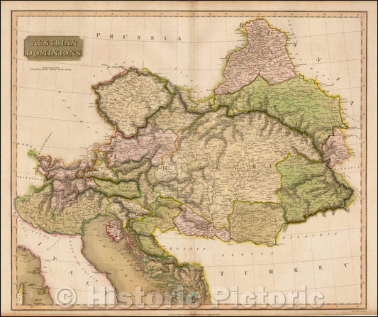 Historic Map - Austrian Dominons, 1818, John Thomson - Vintage Wall Art