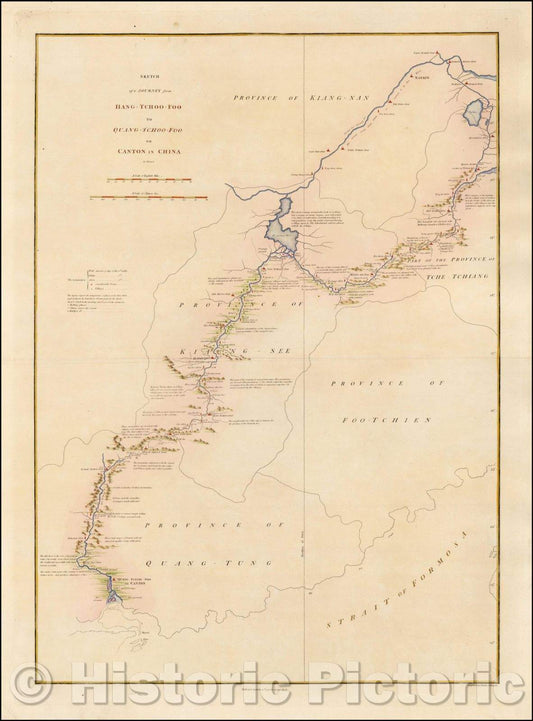 Historic Map - Sketch of A Journey from Hang-Tchoo-Foo To Quang-Tchoo-Foo or Canton in China, 1796, George L. Staunton v1