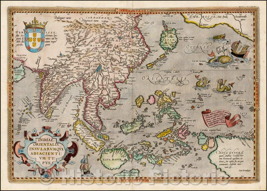 Historic Map - Indiae Orientalis Insularumque Adiacientium Typus (rare late state with no :: East islands Adiacientium Type, 1612 - Vintage Wall Art