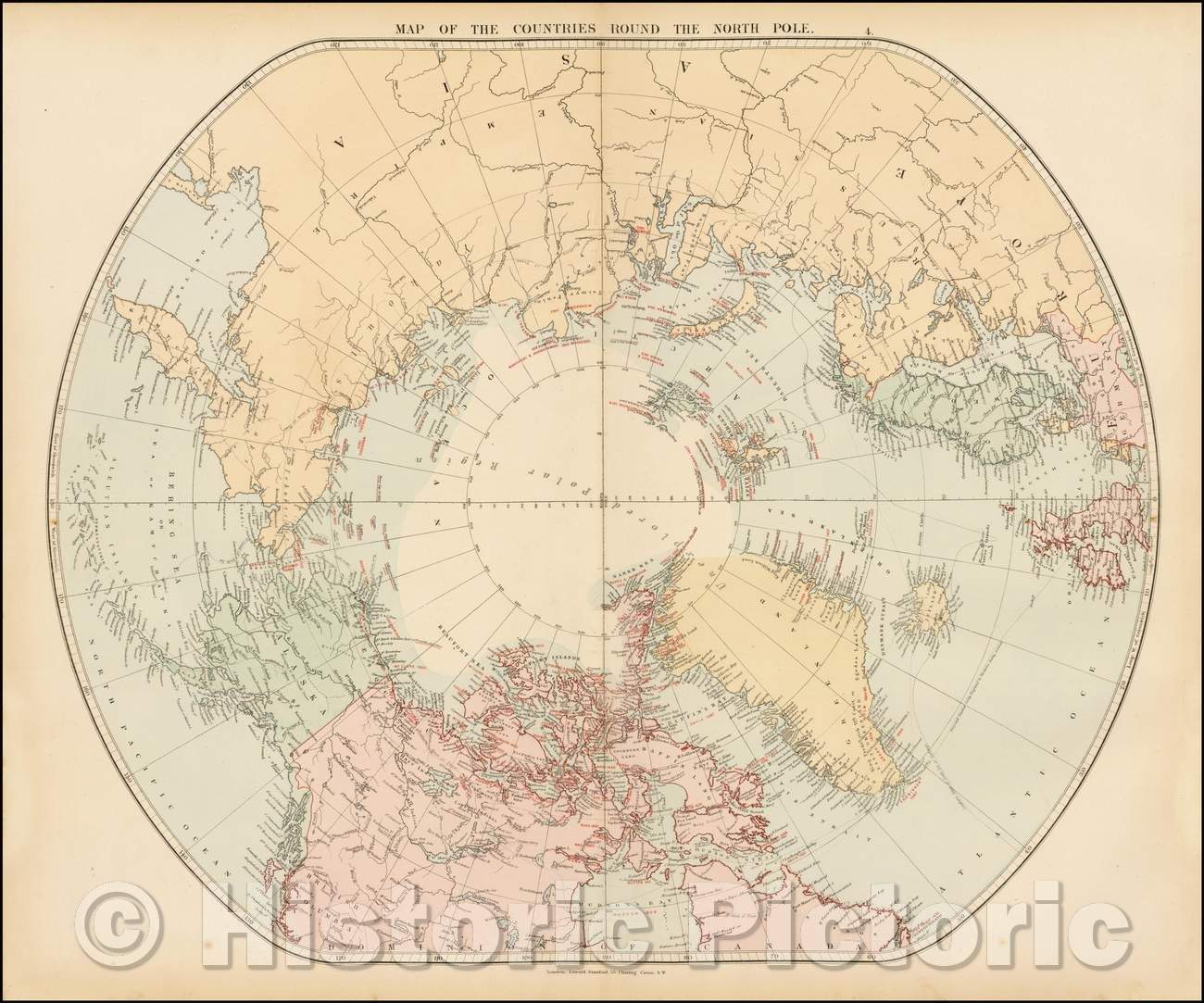 Historic Map - Map of the Countries Round the North Pole, 1887, Edward Stanford v1