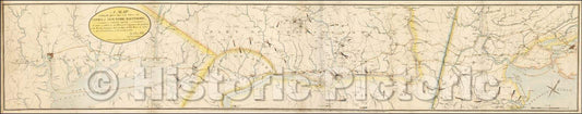 Historic Map - A Map exhibiting the different Stage routs, between the Cities of New-York, Baltimore, and parts adjacent, 1800, John Hills - Vintage Wall Art