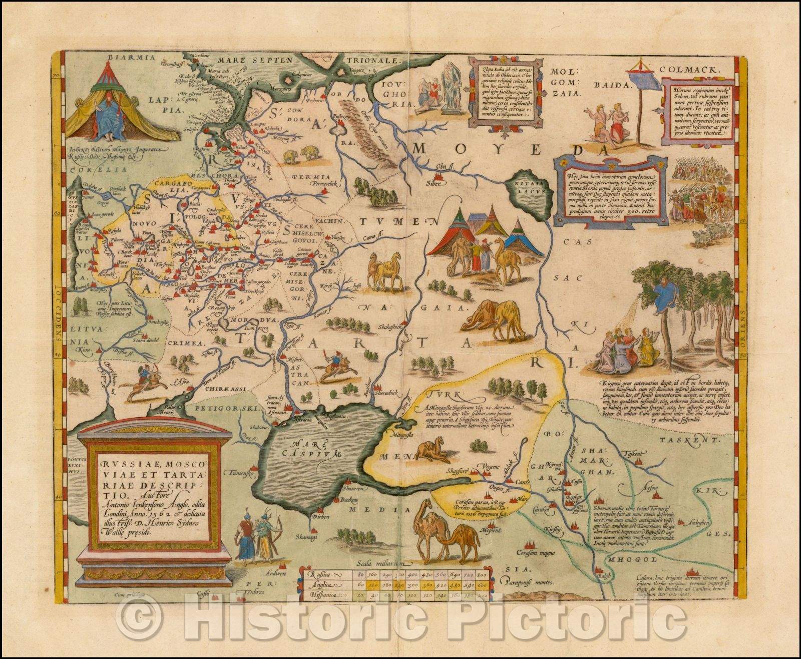Historic Map - Russiae, Moscoviae et Tartariae Descriptio Auctore Antonio Ienkensono Anglo edita Londini 1562, 1609, Abraham Ortelius - Vintage Wall Art