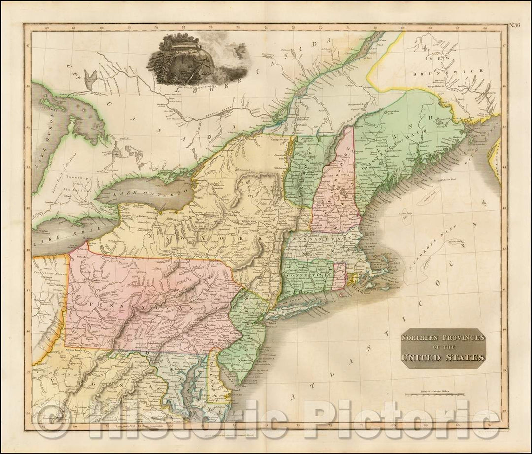 Historic Map - Northern Provinces of the United States, 1817, John Thomson v3