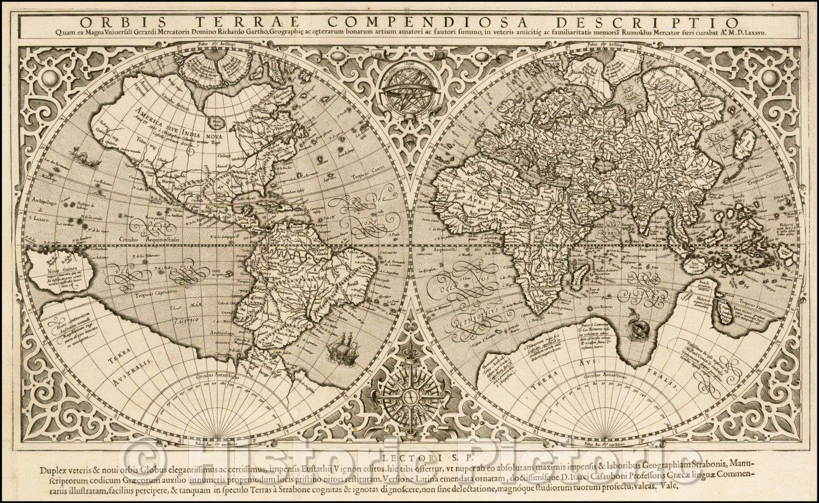 Historic Map - Orbis Terrae Compendiosa Descriptio Quam ex Magna Universali Mercatoris, 1587, Rumold Mercator v1