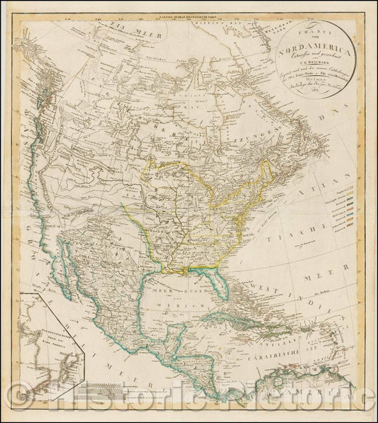 Historic Map - Charte Von Nord America Entworfen und gezeichnet von C.G. Reichard, 1817, Christian Gottlieb Reichard v1