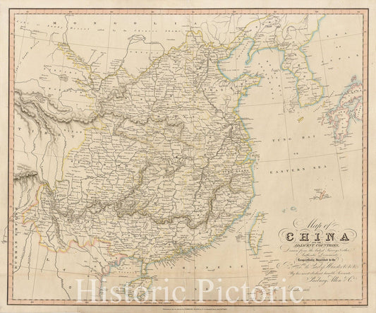 Historic Map - Map of China and the Adjacent Countries, 1833, Parbury Allen & Co. - Vintage Wall Art
