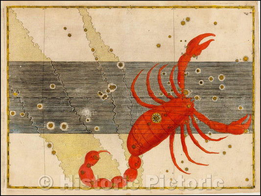 Historic Map - Scorpio, Stars Heightened in Gold, 1603, Johann Bayer - Vintage Wall Art