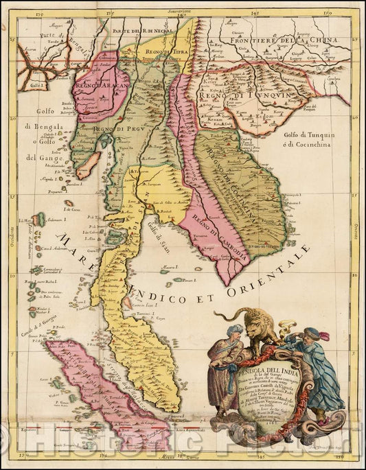 Historic Map - Penisola Dell India di la dal Gange Diusa ne i Regni, che in essasi contengono et accresciuta di varie notizie, 1683 v1