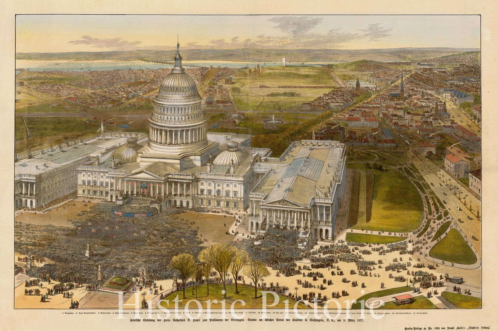 Washington D.C. - Rutherford B. Hayes Inauguration (1877) Historical Map Print