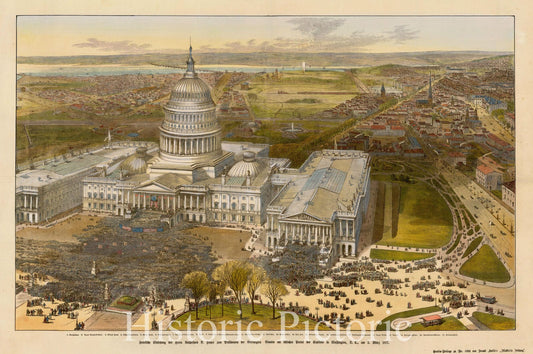 Washington D.C. - Rutherford B. Hayes Inauguration (1877) Historical Map Print