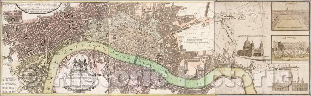 Historic Map - Urbium Londini et West Monasterii nec no Suburbii Southwark accurata Ichnographia, 1736, Homann Heirs v1