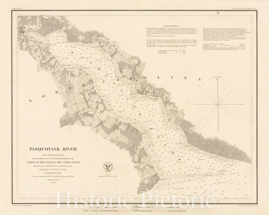 Historic Map - Pasquotank River From A Trigonometrical Survey, 1850, United States Coast Survey - Vintage Wall Art