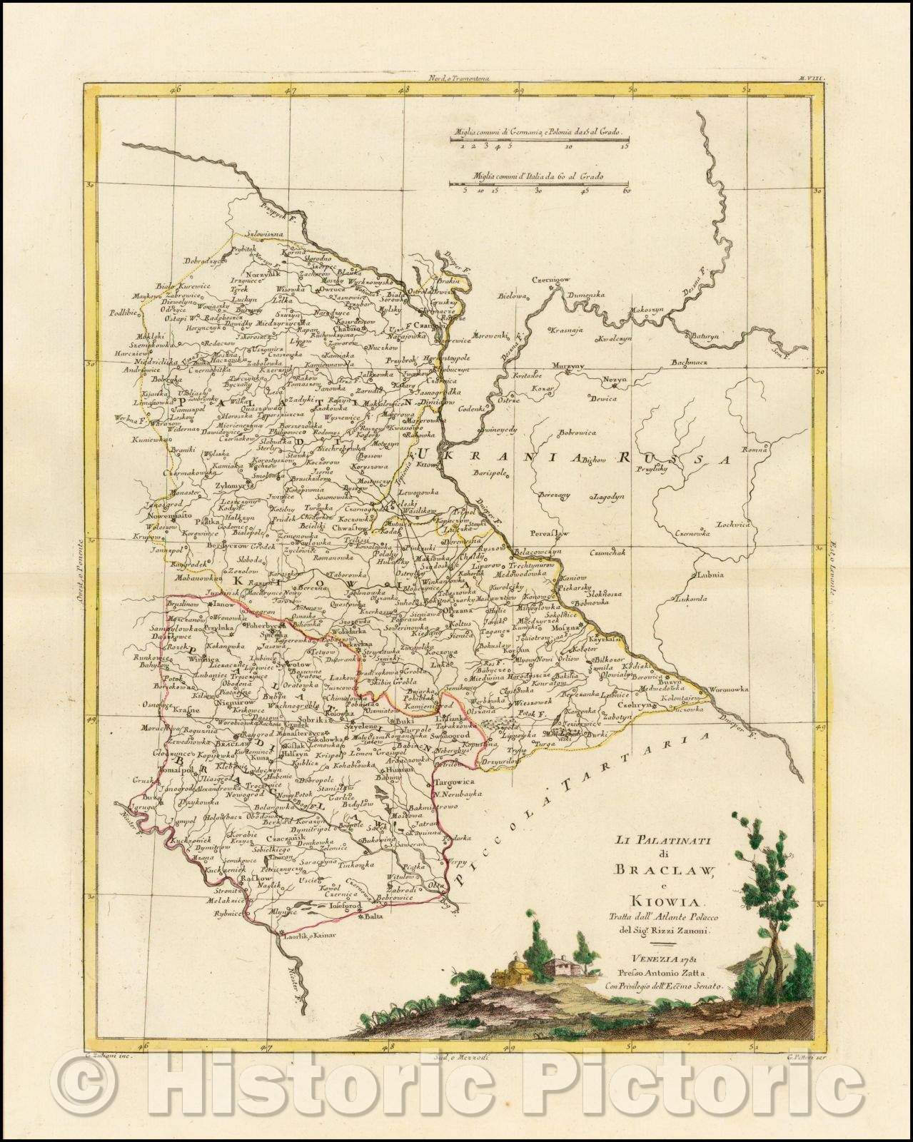 Historic Map - Li Palatinati di Braclaw e Kiowia Tratta dell' Atlante Polacco del Sigr Rizzi Zanoni, 1781, Antonio Zatta v2