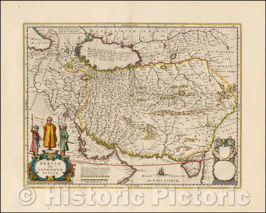 Historic Map - Persia Sive Sophorum Regnum (Scarce 2nd State) / Blaeu's Map of Persia, with blank dedication cartouche, 1644, Willem Janszoon Blaeu - Vintage Wall Art