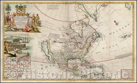 Historic Map - This Map of North America According To Ye Newest and Most Exact Observations, 1730, Herman Moll v1