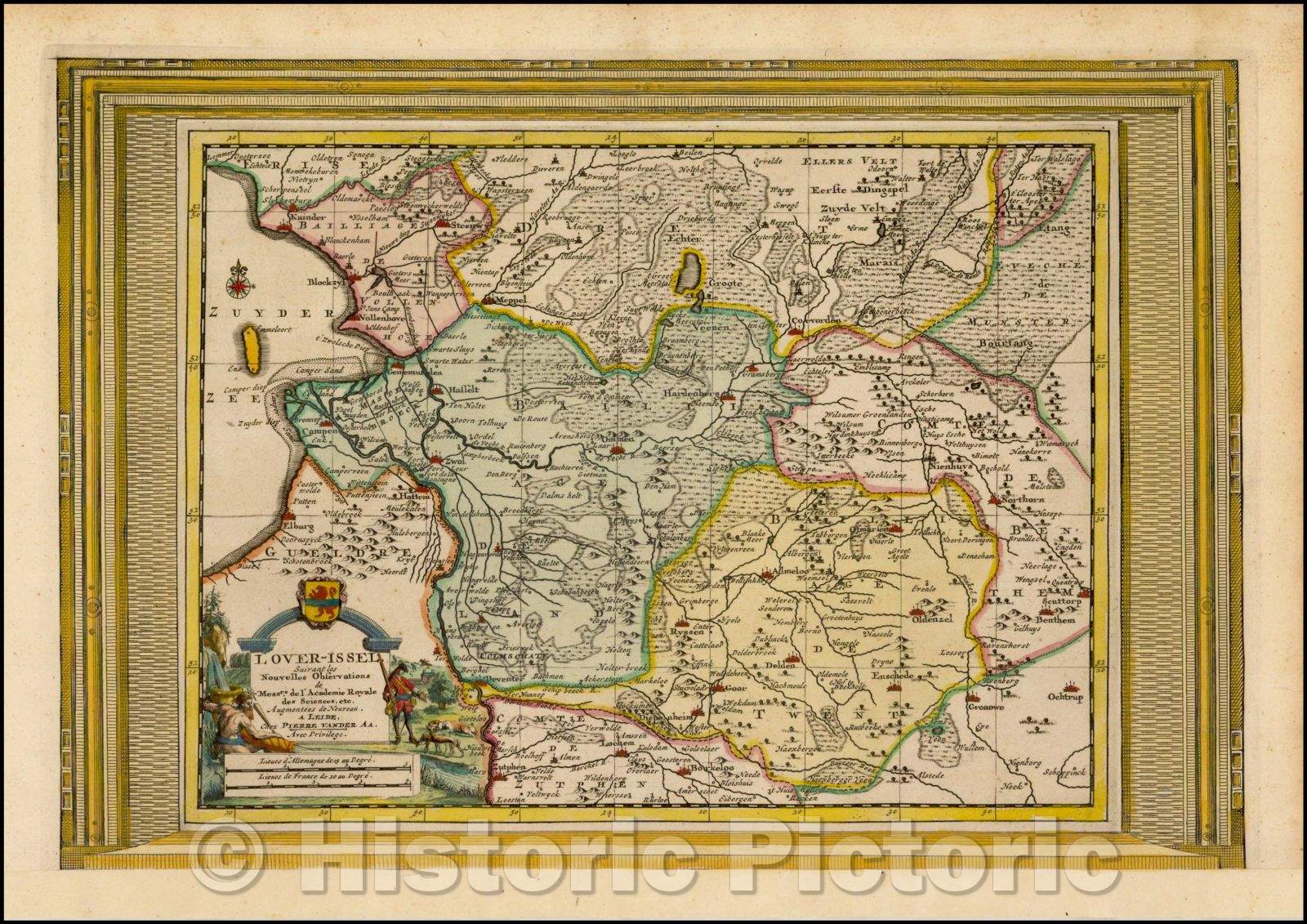 Historic Map - Lover-Issel Suivant les Nouvelles Observations/Vander Aa's Map of Over-Yssel, 1700, Pieter van der Aa - Vintage Wall Art