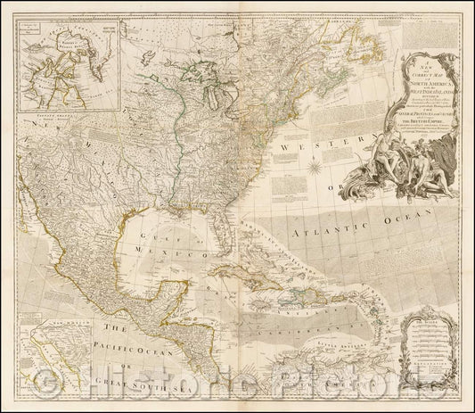 Historic Map - A New and Correct Map of North America, with the West India Islands, Divided according to the last Treaty of Peace, 1777, Robert Sayer - Vintage Wall Art