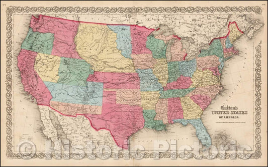 Historic Map - Colton's United States of America [Colona named], 1859, Joseph Hutchins Colton v2