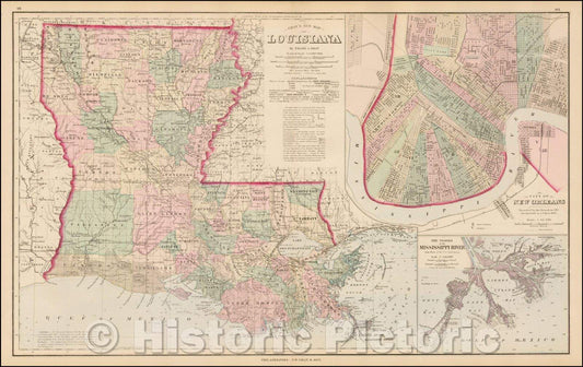 Historic Map - Gray's New Map of Louisiana, 1878, O.W. Gray v1