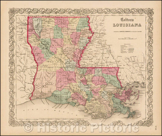 Historic Map - Colton's Louisiana, 1859, Joseph Hutchins Colton v3