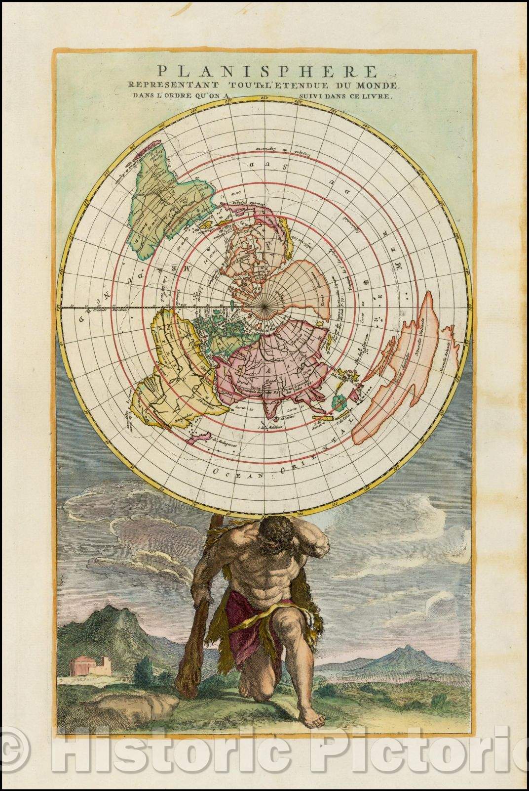 Historic Map - Planisphere Representant Toute L'Etendue Du Monde Dans L'Ordre Qu'on A Sui :: The World on a Cassini projection, 1790 - Vintage Wall Art