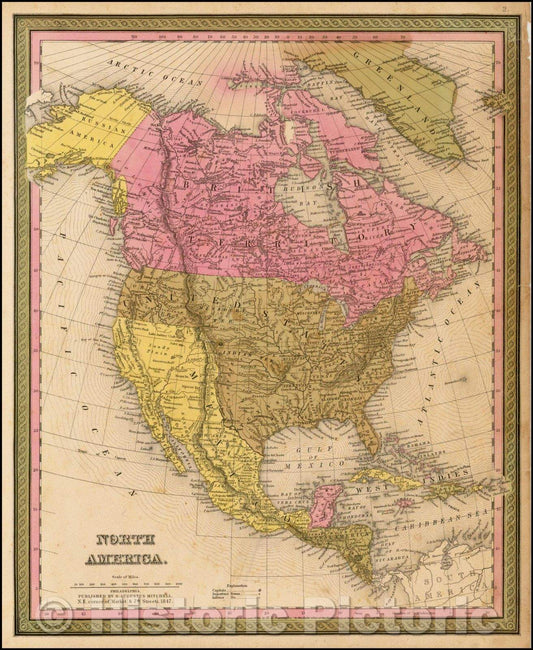 Historic Map - North America, 1847, Samuel Augustus Mitchell v1
