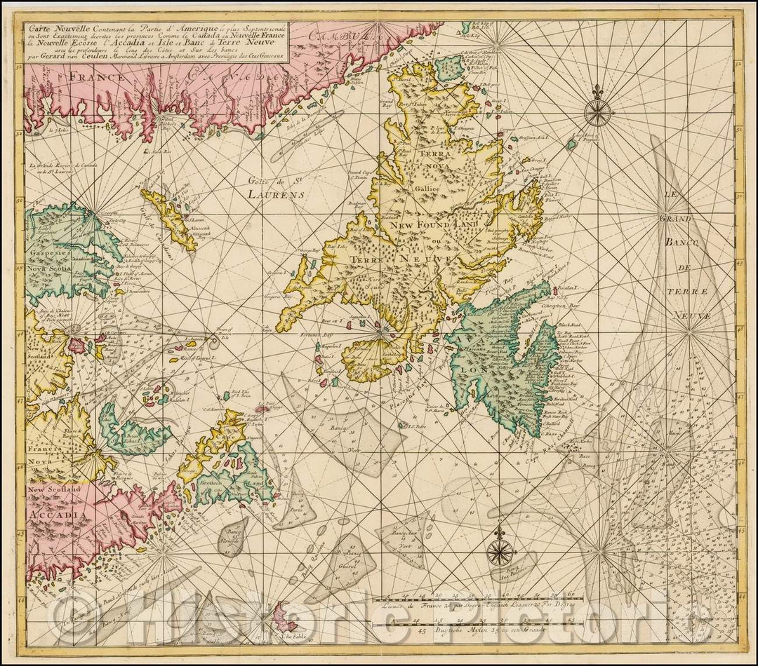 Historic Map - Contenant la Partie d'Amerique le plus Septentrionale ou Sont Exactement decrites les provinces Comme le Canada ou Nouvelle France, 1750 - Vintage Wall Art