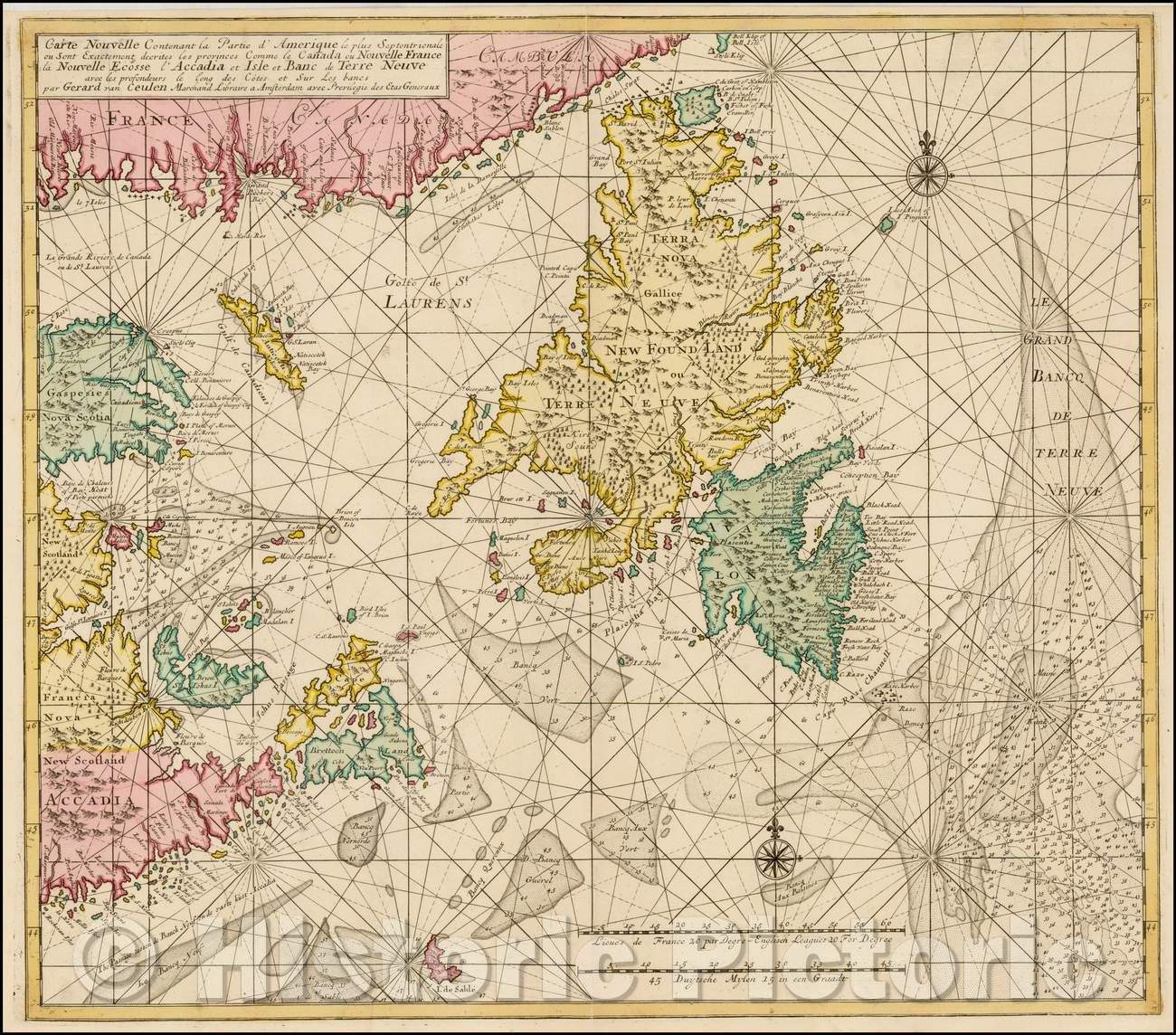 Historic Map - Contenant la Partie d'Amerique le plus Septentrionale ou Sont Exactement decrites les provinces Comme le Canada ou Nouvelle France, 1750 - Vintage Wall Art