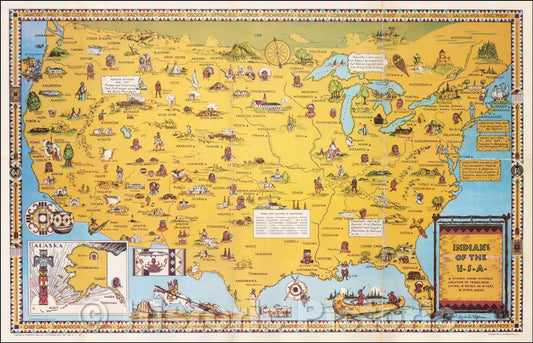 Historic Map - Indians of the U.S.A. A Symbol Showing Historic Locations of Tribes Now Living, In Whole or In Part, In Other Areas, 1944, Louise E. Jefferson v1