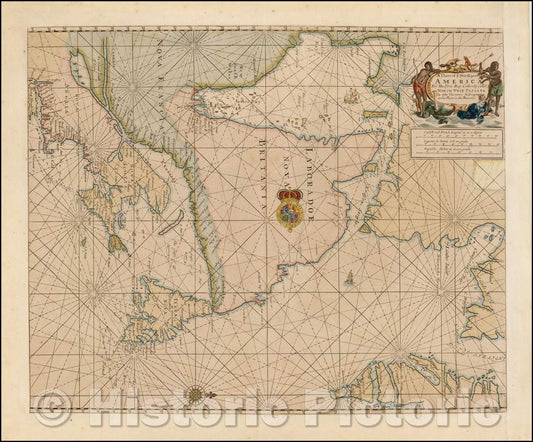 Historic Map - A Chart of ye North part of America, For Hudson's Bay Comonly called ye North West Passage, 1677, John Thornton - Vintage Wall Art