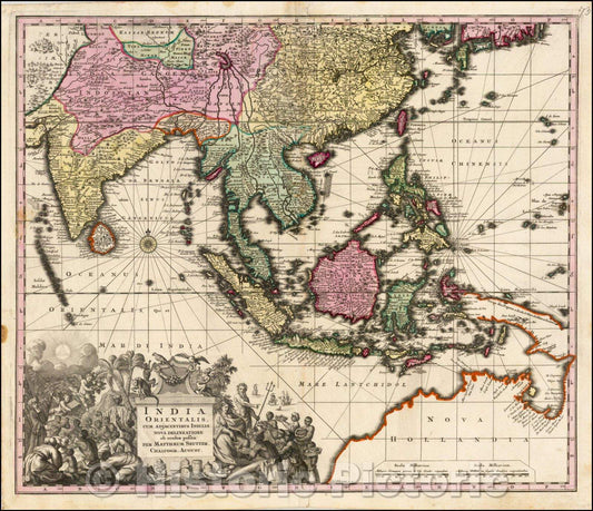 Historic Map - India Orientalis cum Adjacentibus Insulis Nova Delineatione ob oculos posita, 1730, Matthaus Seutter v1