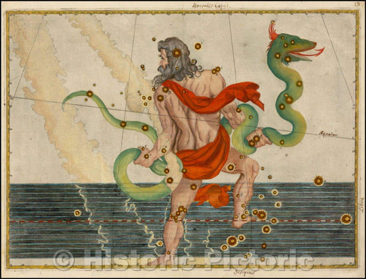 Historic Map - Ophiuchus, Serpentarius, 1624, Johann Bayer - Vintage Wall Art