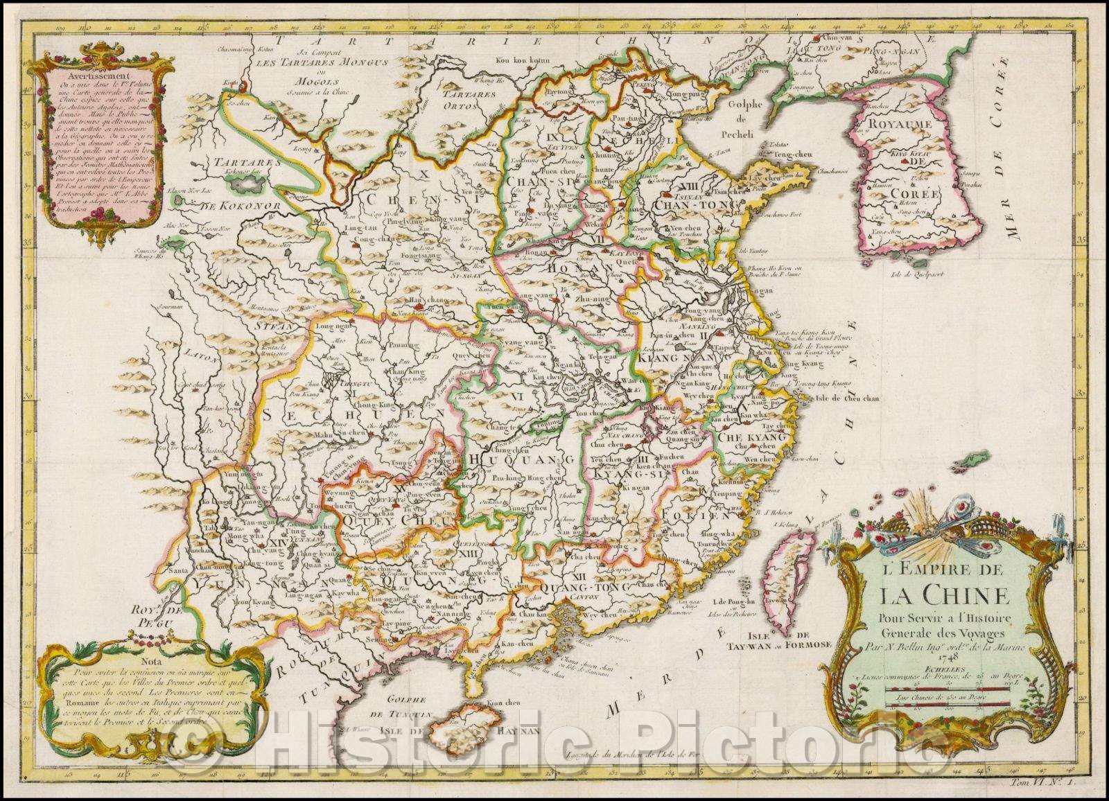 Historic Map - L'Empire De La Chine, 1748, Jacques Nicolas Bellin v3