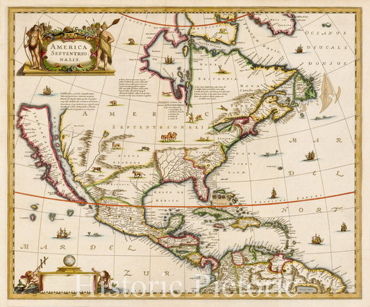 North America (California as an Island) - 1636 Historical Map Reproduction