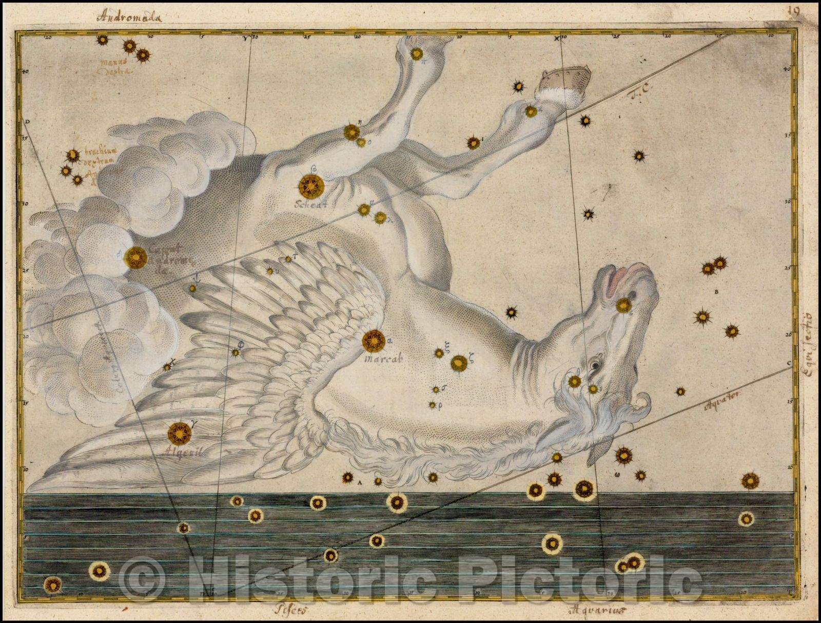 Historic Map - Pegasus, 1603, Johann Bayer - Vintage Wall Art