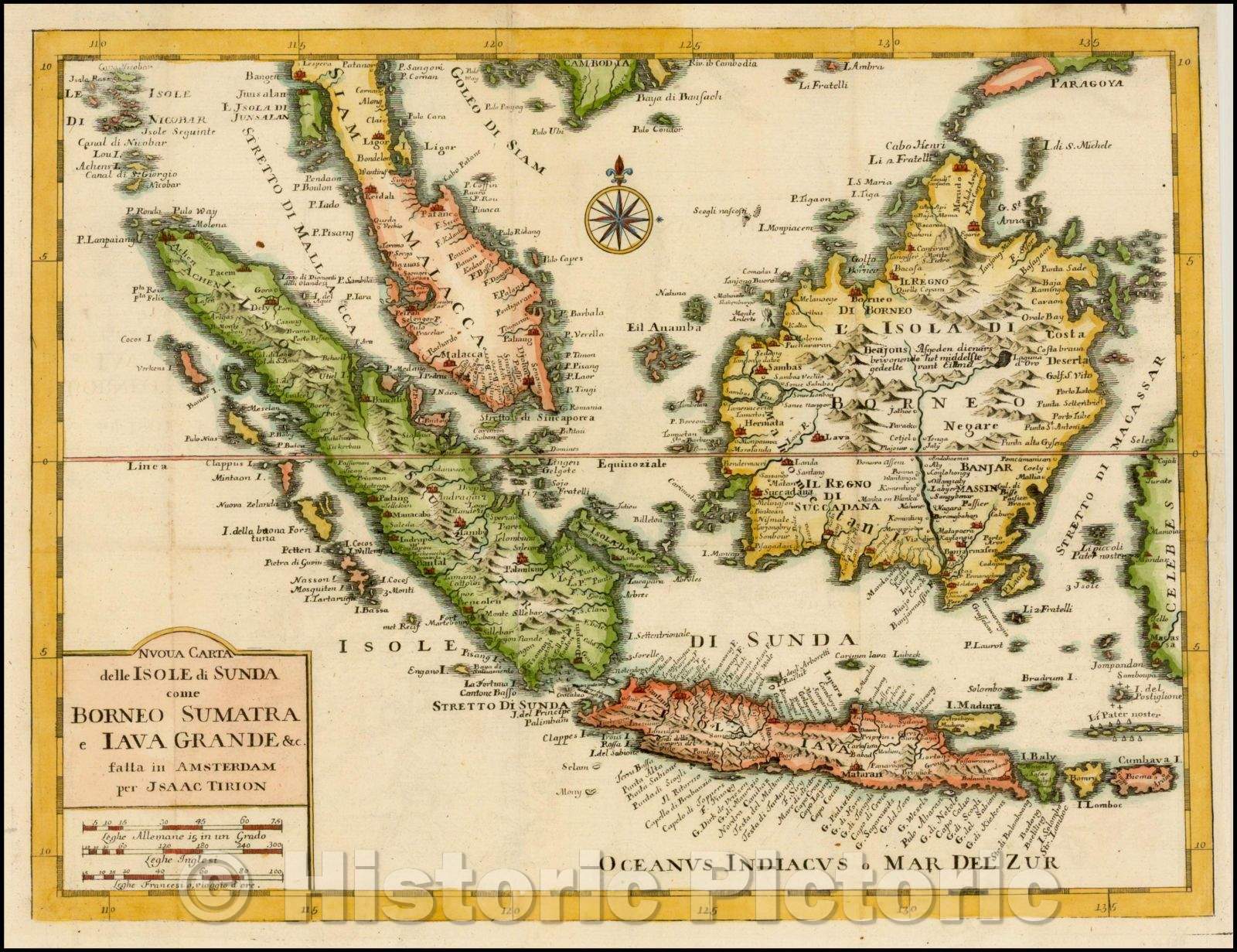 Historic Map - Nuova Carta delle Isole di Sunda come Borneo Sumatra e Iava Grande, 1760, Isaak Tirion v1