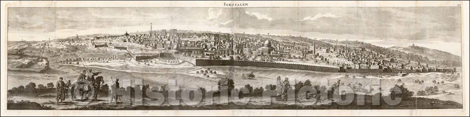 Historic Map - Jerusalem, 1698, Cornelis De Bruyn - Vintage Wall Art