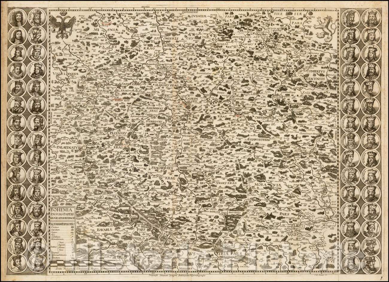 Historic Map - Bohemia in Suas Partes Geograph Distincta/Map of Bohemia, 1700, Johann Zieger - Vintage Wall Art