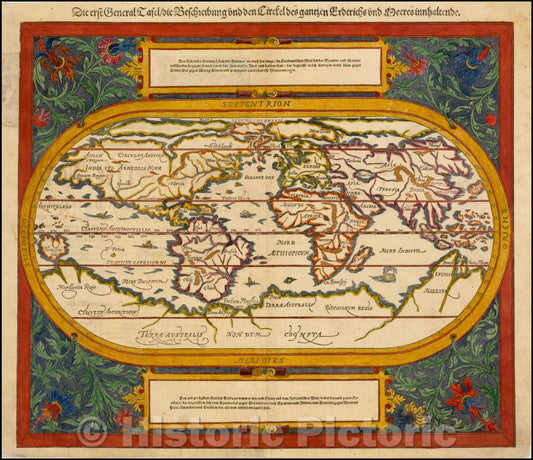 Historic Map - Die erst General Tafel/Die Beschreibung und den Circkel des gantzen Erdtrichs und Deeres innhaltend, 1588, Sebastian M?nster v3