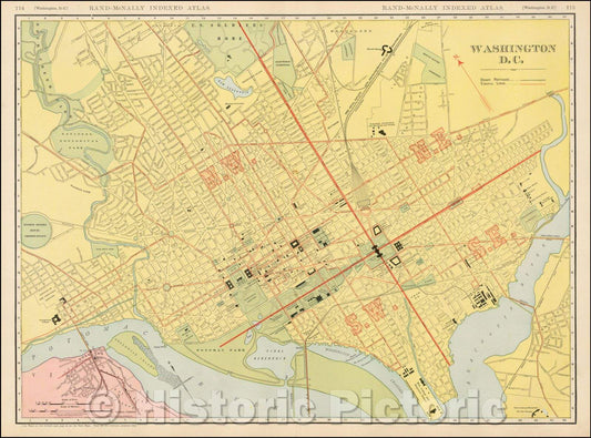 Historic Map - Washington D.C, 1909, Rand McNally & Company v2