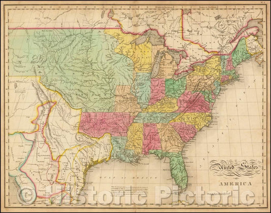 Historic Map - United States Of America, 1822, Henry Charles Carey - Vintage Wall Art