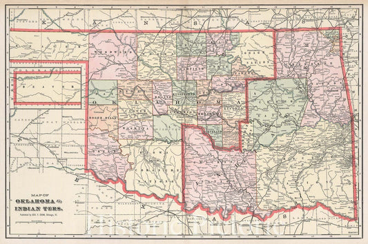 Oklahoma and Indian Territories, 1900 ca - Historical Railroad Map Print