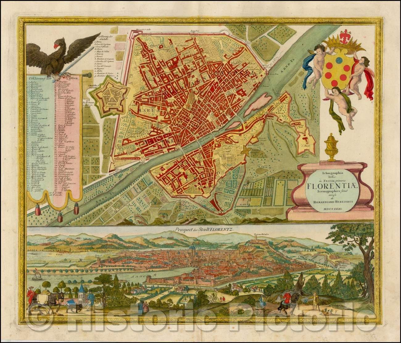 Historic Map - Ichnographia Urbis in Tuscia primariae Florentiae Scenographice :: Ichnographia city in Tuscany, Florence, the primary Scenographicis. 1731, 1731 - Vintage Wall Art