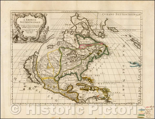 Historic Map - L'America Settentrionale Nuovamente correcta, 1687, Giacomo Giovanni Rossi v2