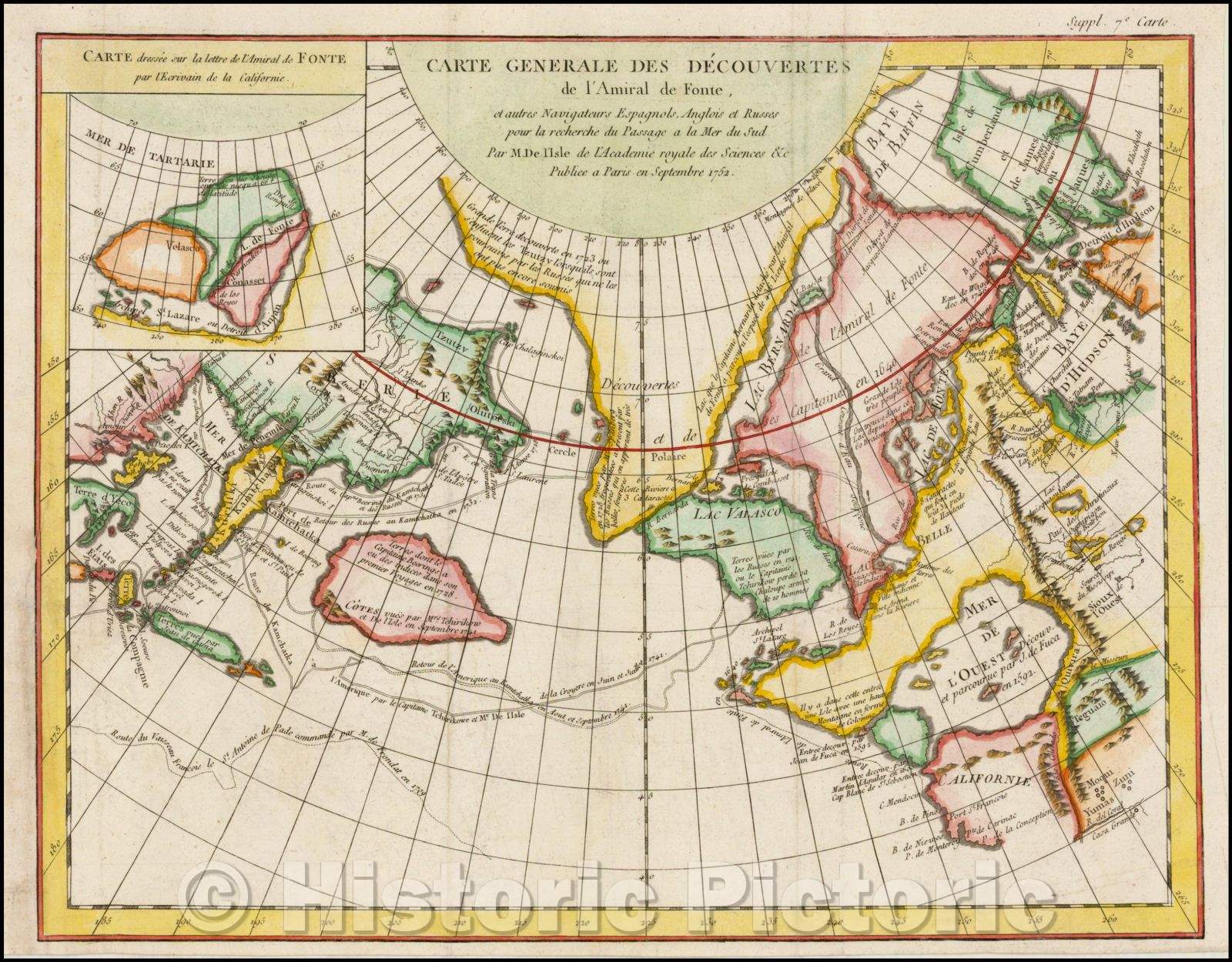 Historic Map - Decouvertes De L'Amiral De Fonte et autres Navigateurs Espagnols Anglois et Russes pour le recherche du Passage a la Mer du Sud, 1772 v6