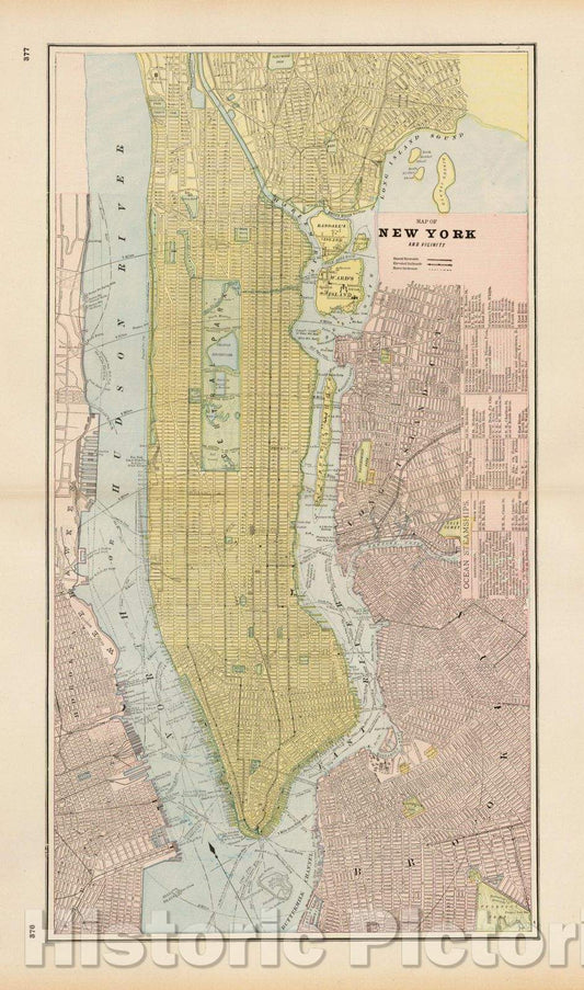 Historic Map - Map of New York and Vicinity, 1891, George F. Cram v3