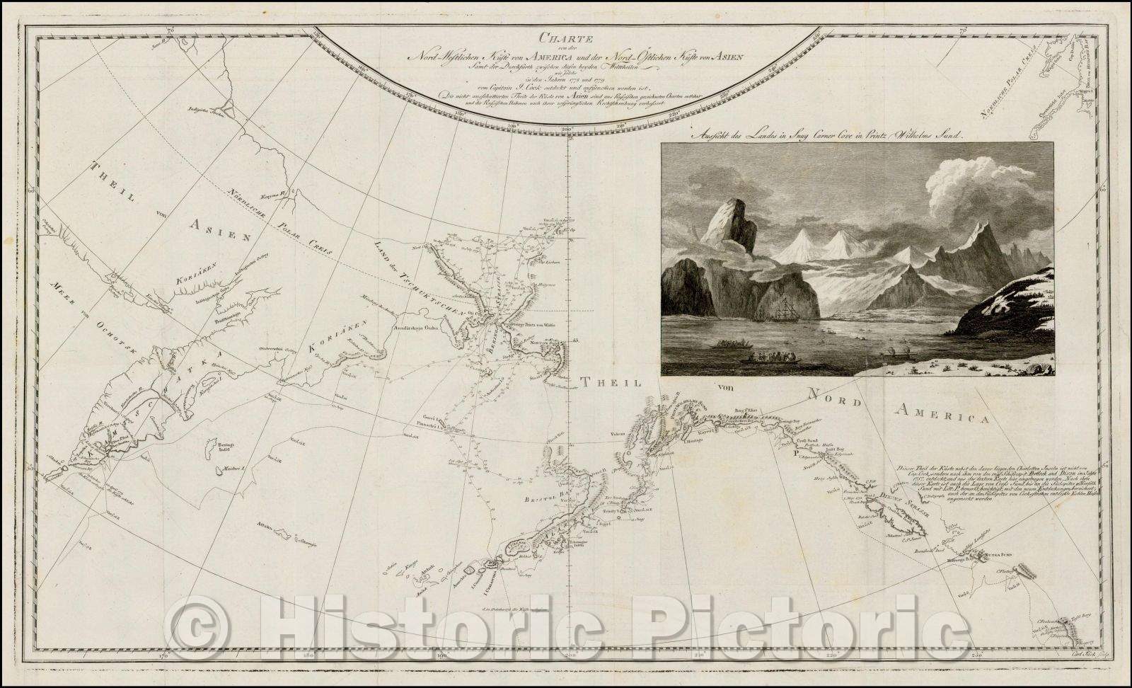 Historic Map - Nord-Westlichen Kuste von America und der Nord-Ostlichen Kuste von Asien n Samt der Durchfahrth zwischen diesen beyden Welttheile, 1787 v2